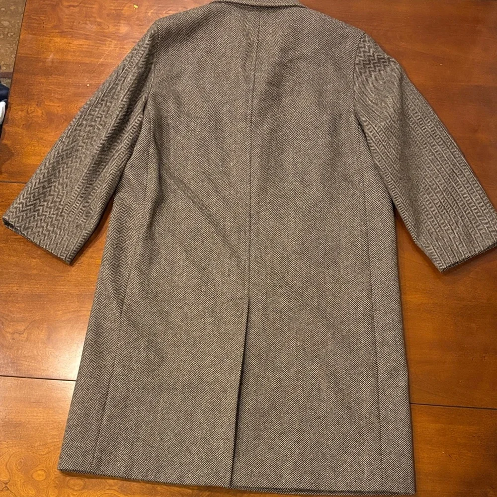 J. Crew Vintage Men's Wool Brown‎ Herringbone Pea Coat.  Made in Italy